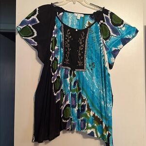 Blue and Black Embroidered Tunic